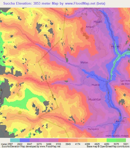 Succha,Peru Elevation Map