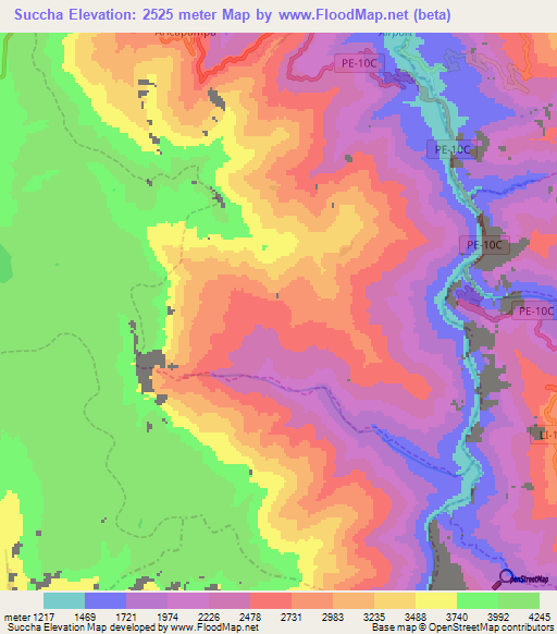 Succha,Peru Elevation Map