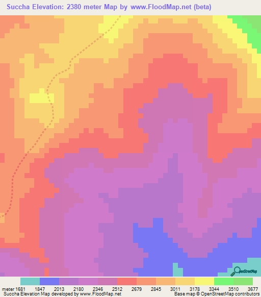 Succha,Peru Elevation Map