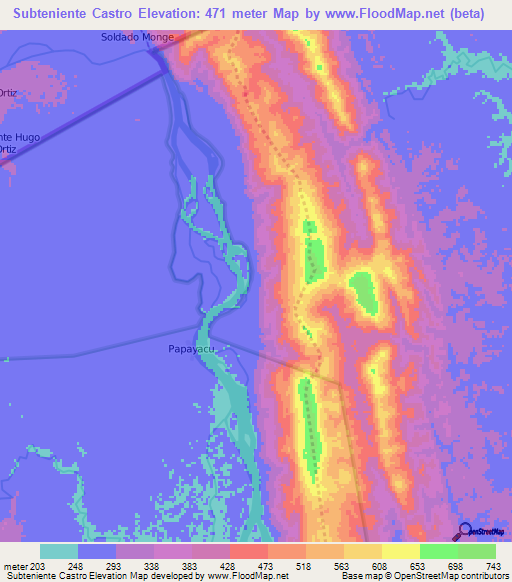 Subteniente Castro,Peru Elevation Map
