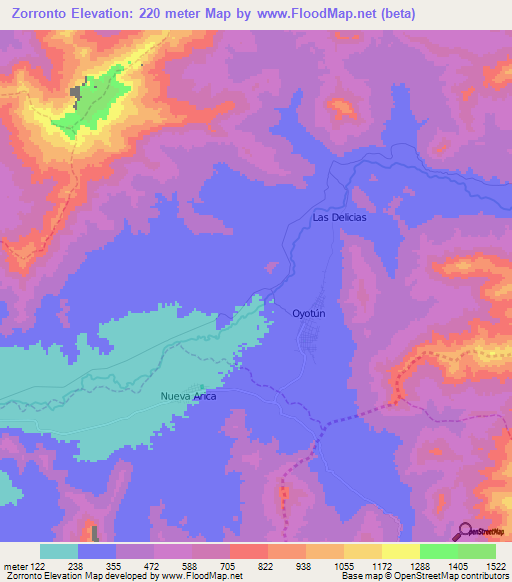 Zorronto,Peru Elevation Map