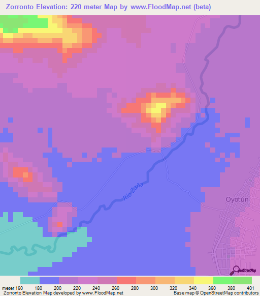 Zorronto,Peru Elevation Map