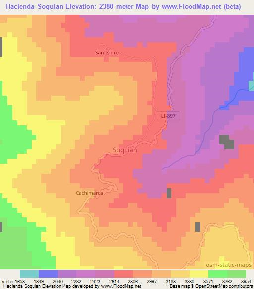 Hacienda Soquian,Peru Elevation Map