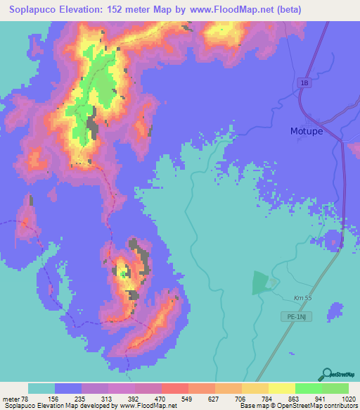 Soplapuco,Peru Elevation Map