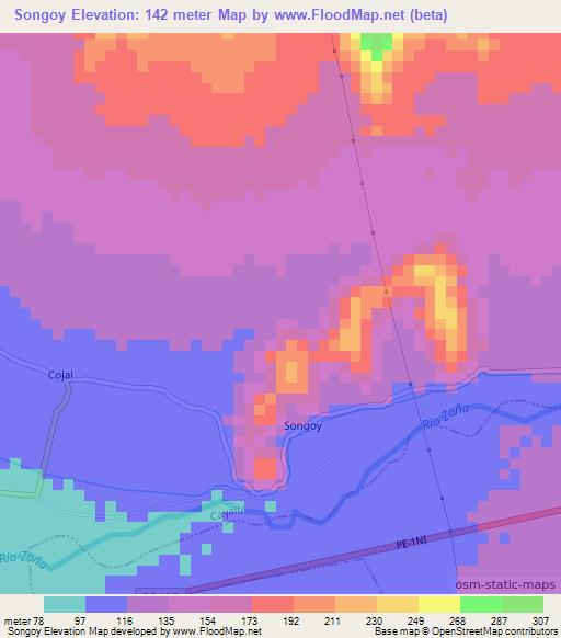 Songoy,Peru Elevation Map