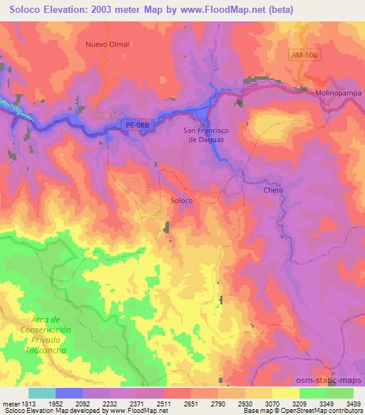 Soloco,Peru Elevation Map