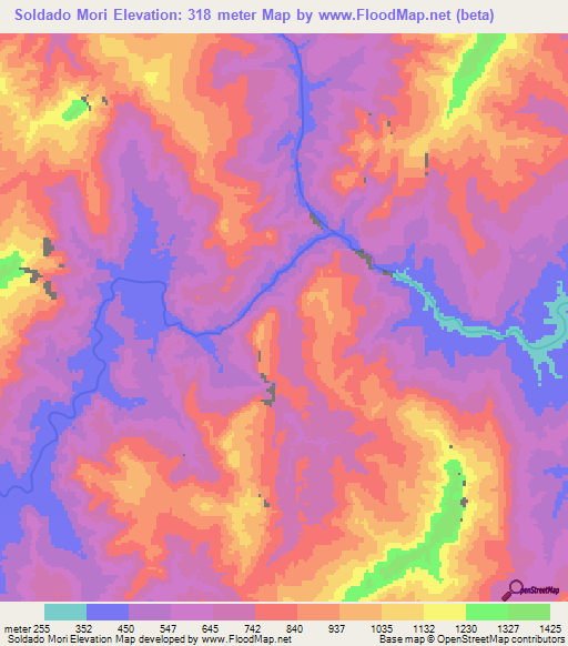 Soldado Mori,Peru Elevation Map