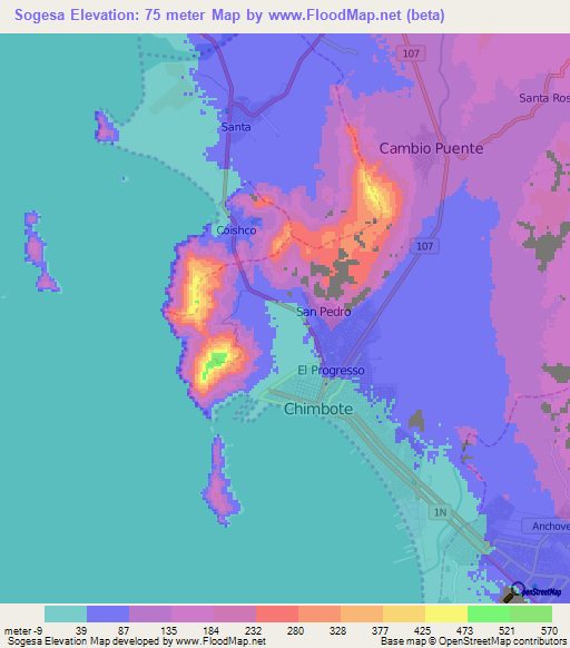 Sogesa,Peru Elevation Map