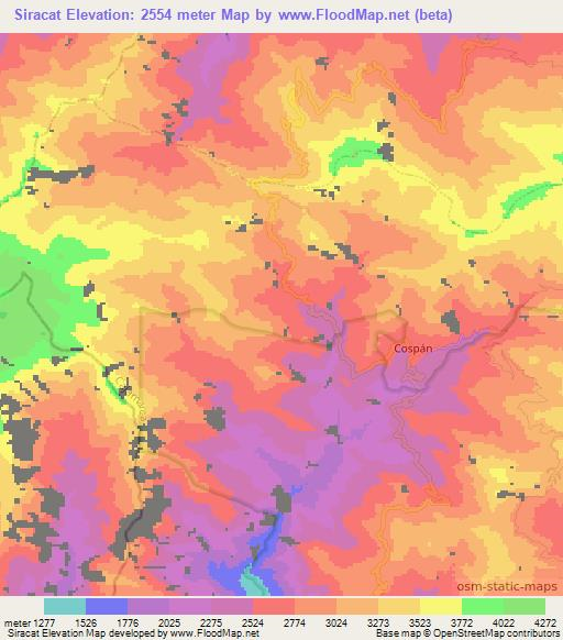 Siracat,Peru Elevation Map
