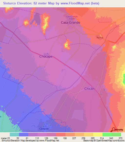 Sinturco,Peru Elevation Map