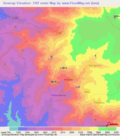 Sinsicap,Peru Elevation Map