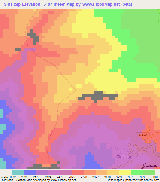 Sinsicap,Peru Elevation Map