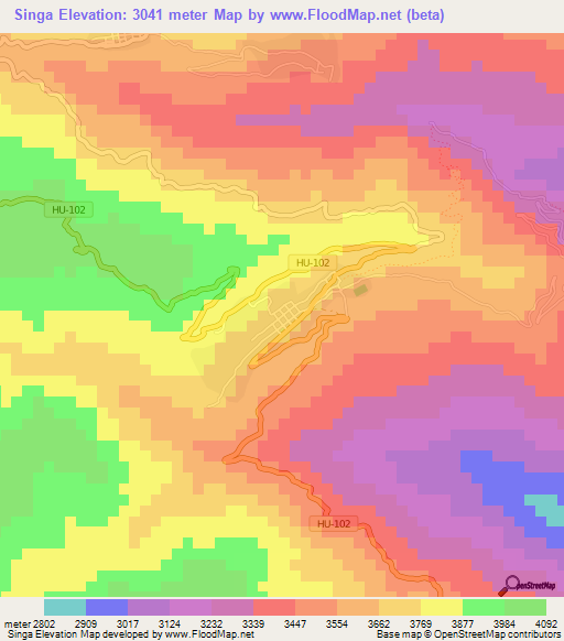 Singa,Peru Elevation Map