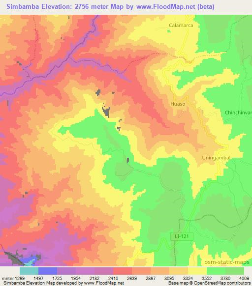 Simbamba,Peru Elevation Map