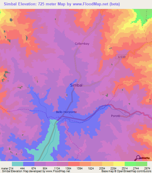 Simbal,Peru Elevation Map
