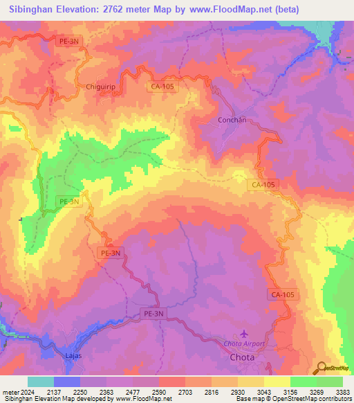 Sibinghan,Peru Elevation Map