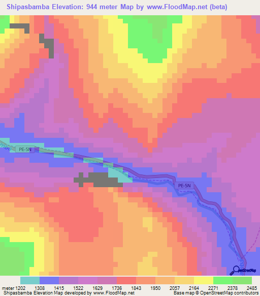 Shipasbamba,Peru Elevation Map