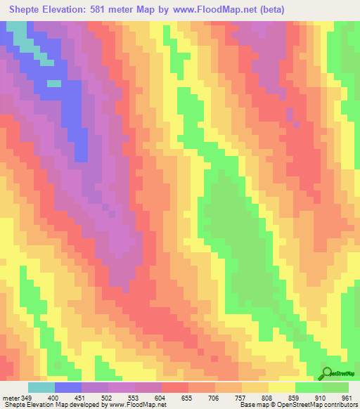 Shepte,Peru Elevation Map