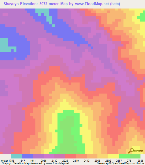 Shayuyo,Peru Elevation Map