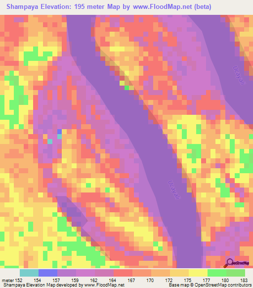Shampaya,Peru Elevation Map