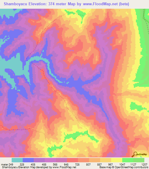 Shamboyacu,Peru Elevation Map