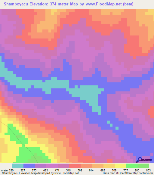 Shamboyacu,Peru Elevation Map