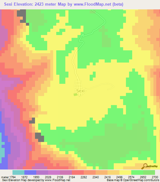 Sexi,Peru Elevation Map