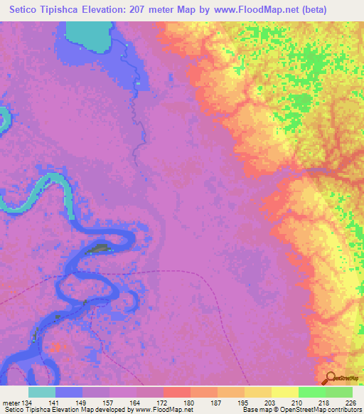 Setico Tipishca,Peru Elevation Map