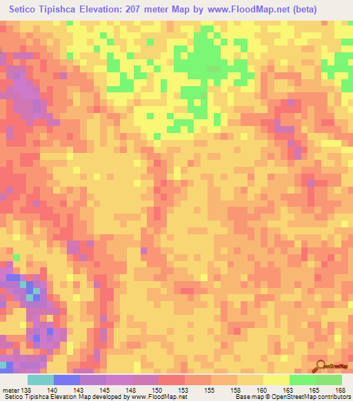 Setico Tipishca,Peru Elevation Map