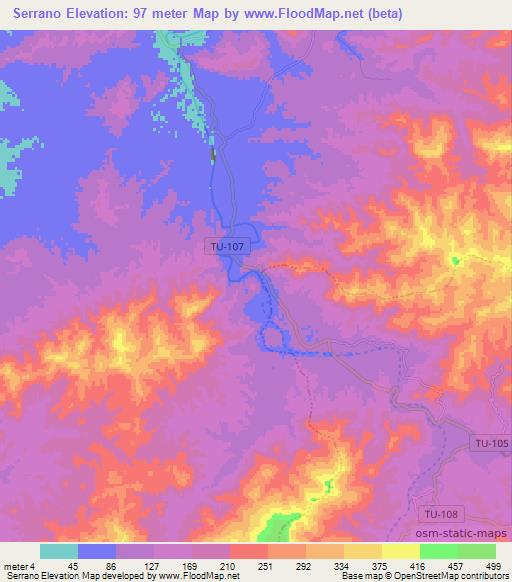 Serrano,Peru Elevation Map