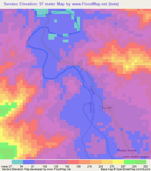 Serrano,Peru Elevation Map