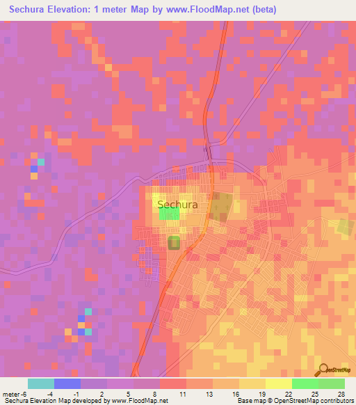 Sechura,Peru Elevation Map
