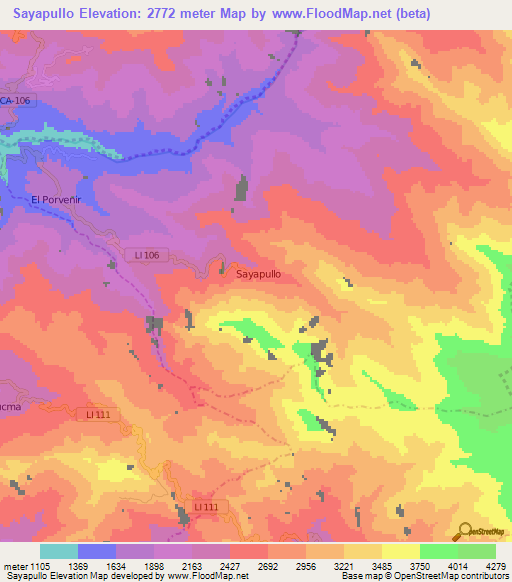 Sayapullo,Peru Elevation Map