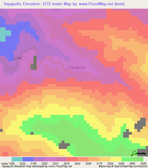 Sayapullo,Peru Elevation Map