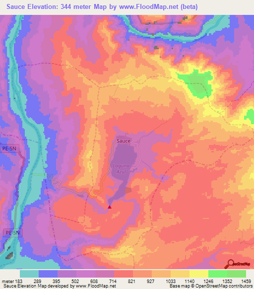 Sauce,Peru Elevation Map