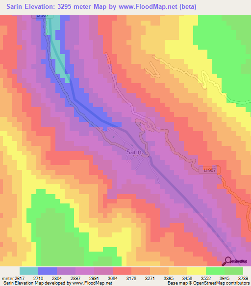 Sarin,Peru Elevation Map