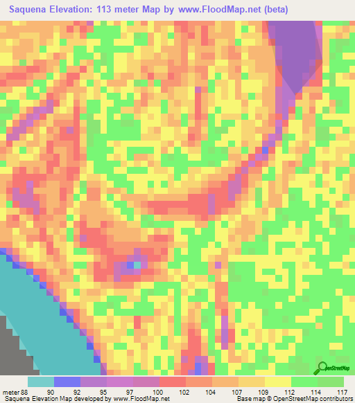 Saquena,Peru Elevation Map