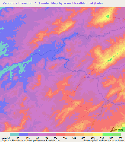 Zapotitos,Peru Elevation Map
