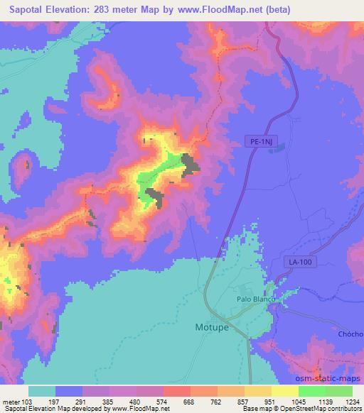Sapotal,Peru Elevation Map