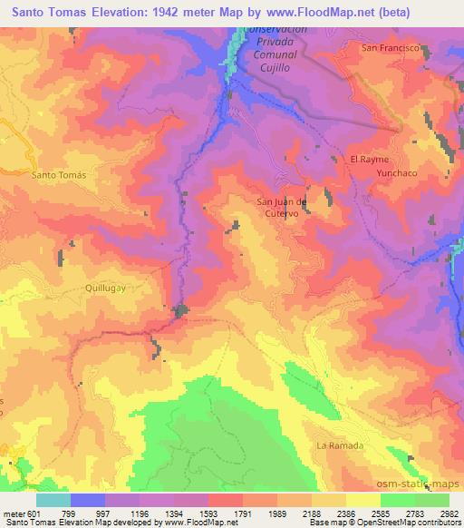 Santo Tomas,Peru Elevation Map