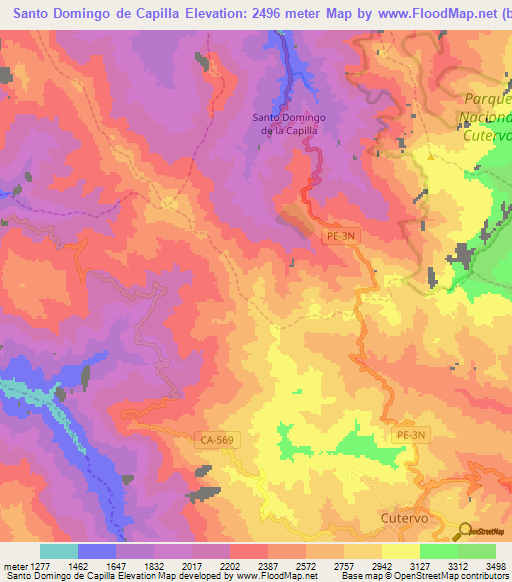 Santo Domingo de Capilla,Peru Elevation Map