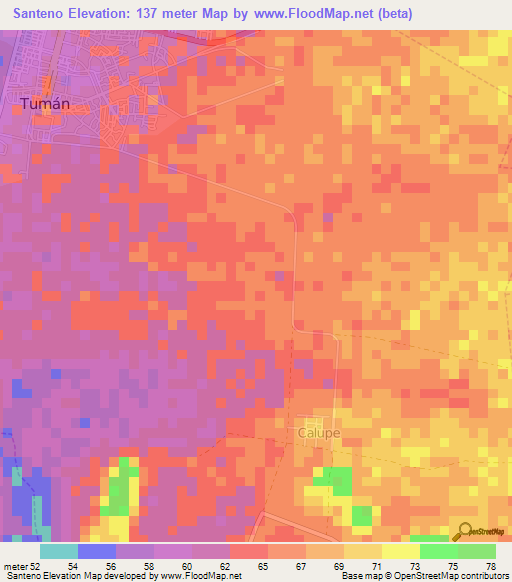 Santeno,Peru Elevation Map