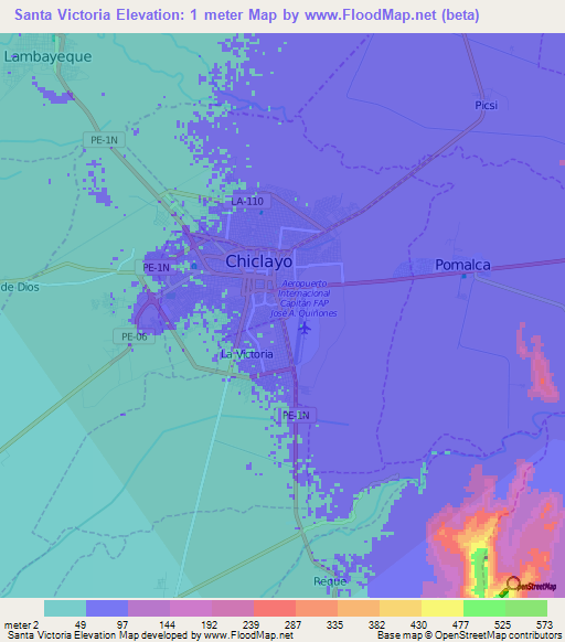 Santa Victoria,Peru Elevation Map