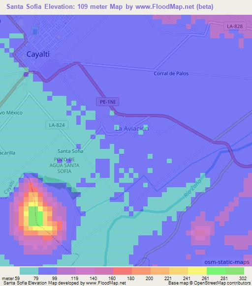 Santa Sofia,Peru Elevation Map