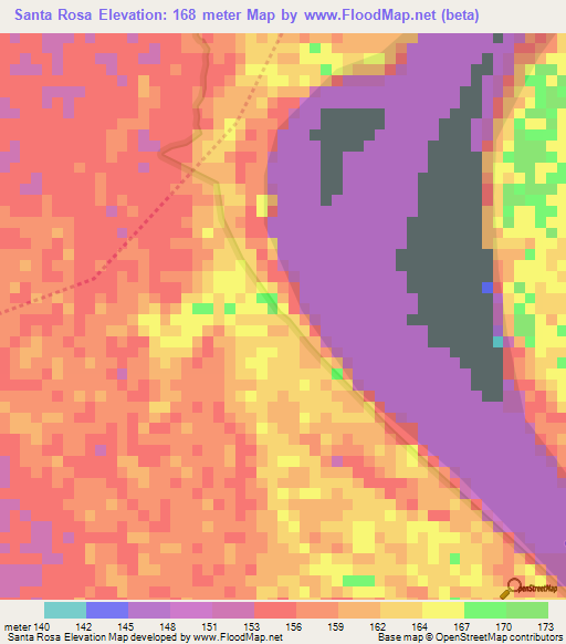 Santa Rosa,Peru Elevation Map