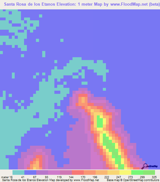 Santa Rosa de los Etanos,Peru Elevation Map
