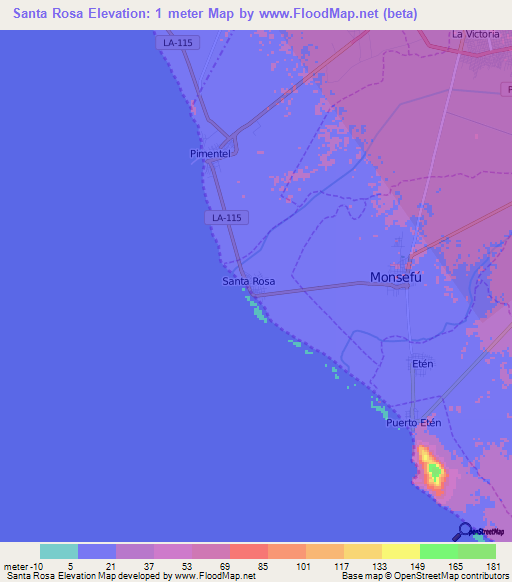 Santa Rosa,Peru Elevation Map