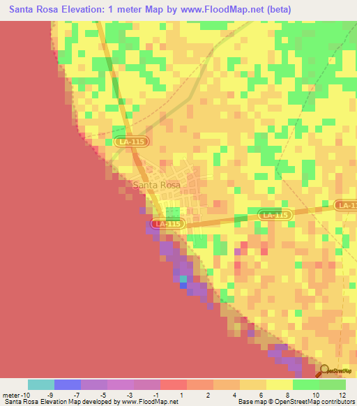 Santa Rosa,Peru Elevation Map