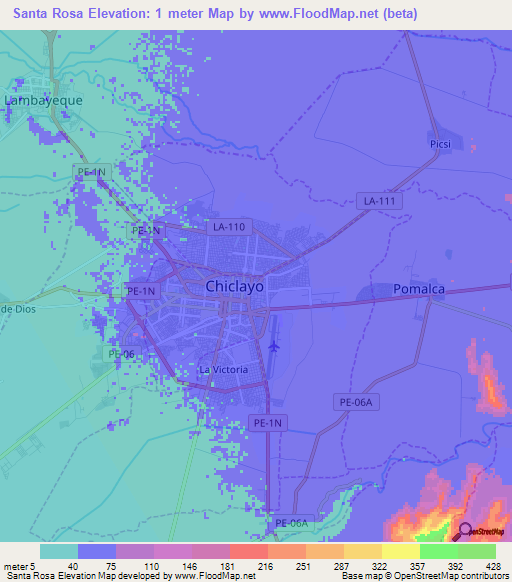 Santa Rosa,Peru Elevation Map