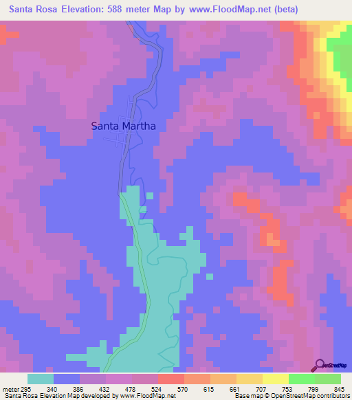 Santa Rosa,Peru Elevation Map